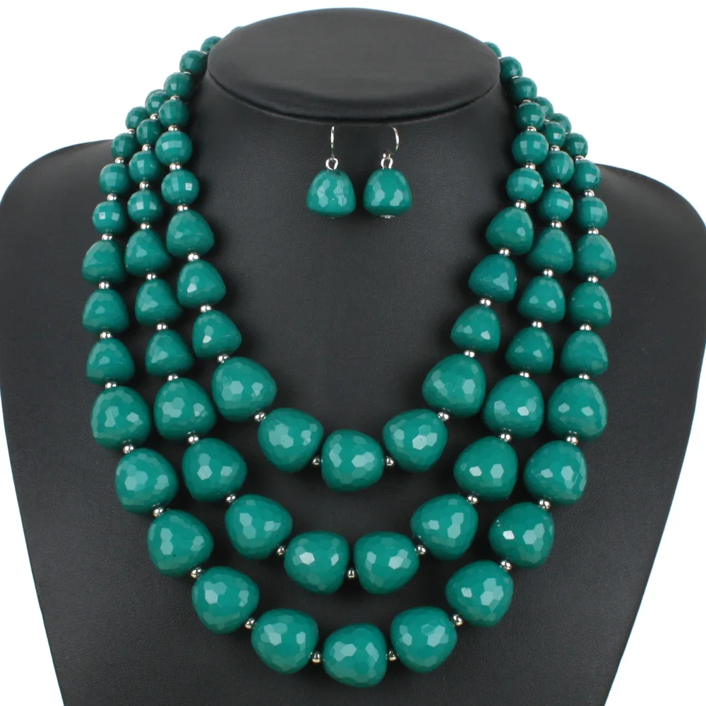 

2018 New Handmade Beaded Clavicle Necklace and Earrings Colorful Ladies 3 Multilayer Geometric Beads Boho Bohemian Jewelry Sets