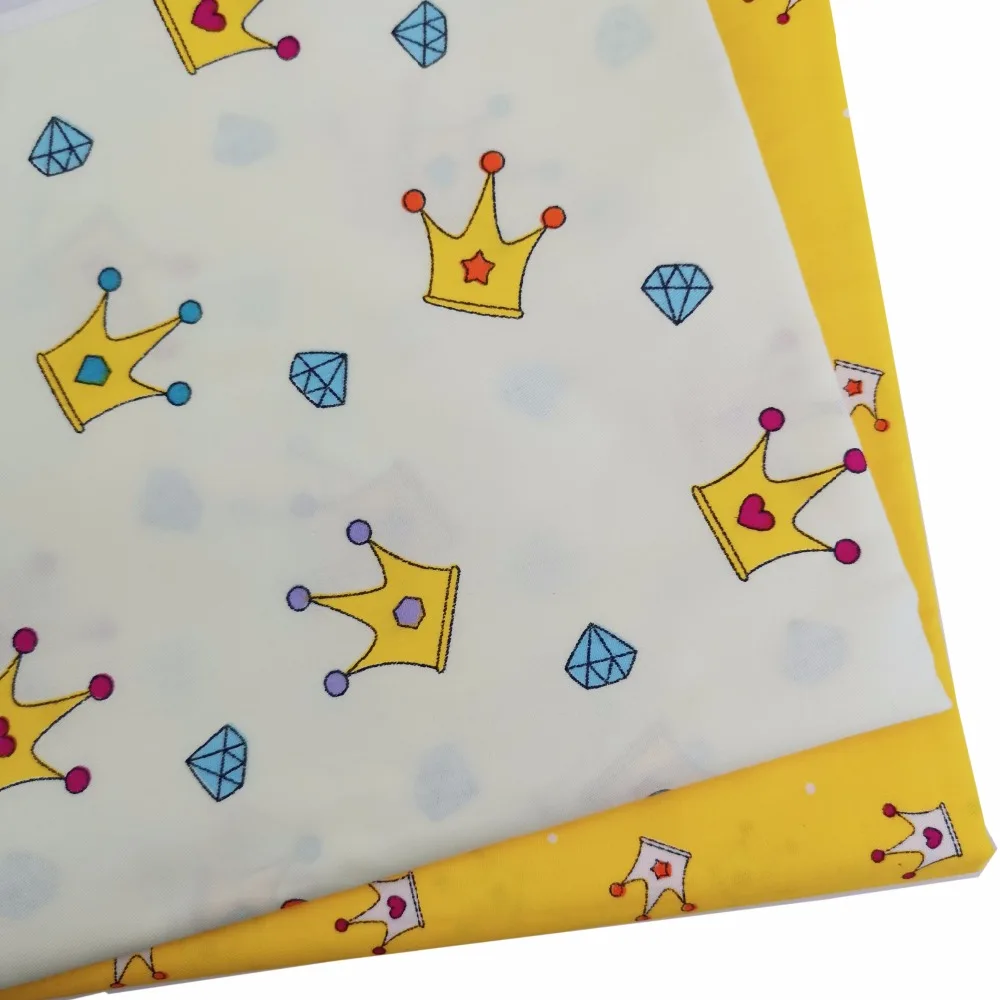 

Yellow Crown DIY Sewing Quilting Fat Quarter Material For Baby Bedding Textile Cotton Sheet Fabric Patchwork Cloth Tissus Tecido