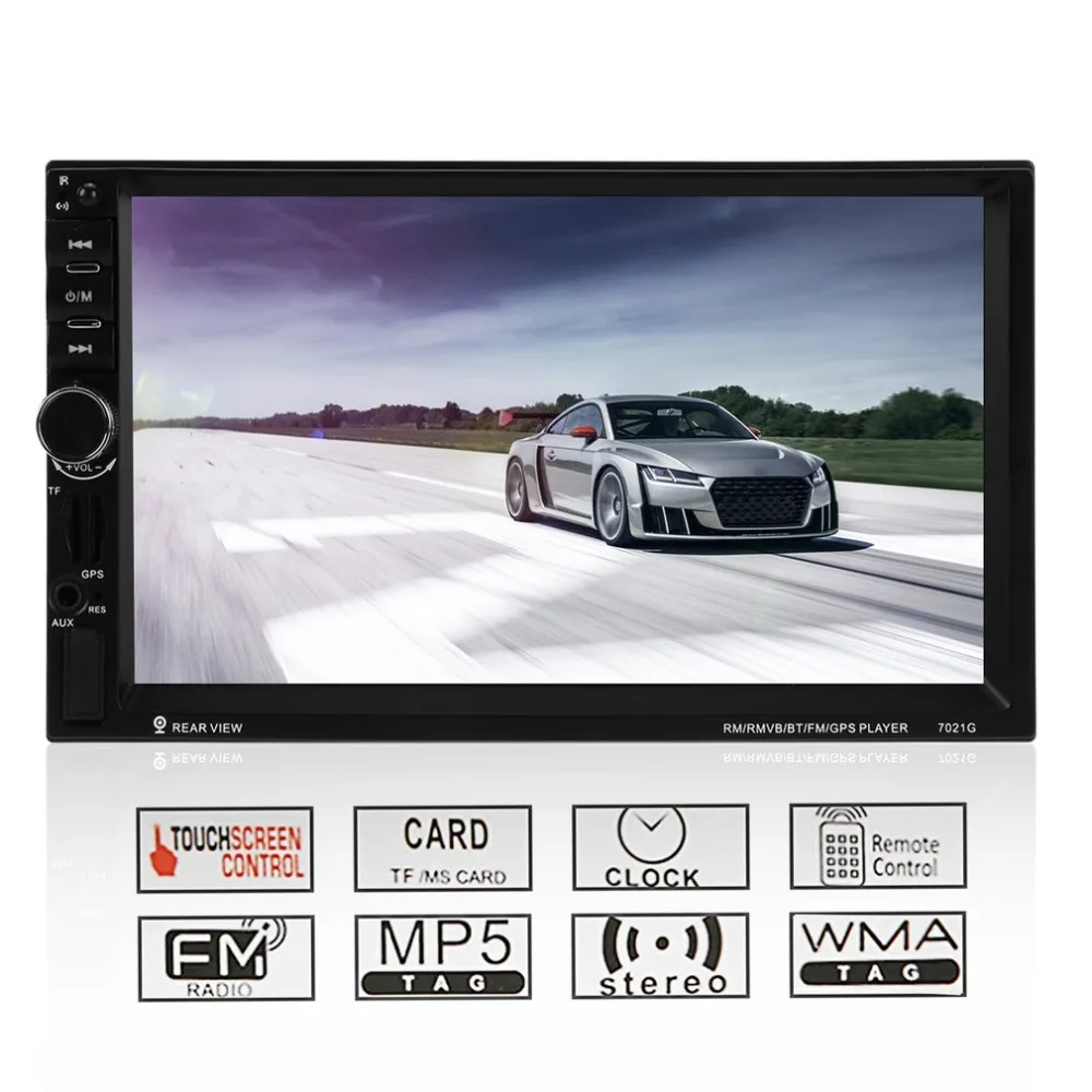 

7021G 7 Inch HD 2 Din Bluetooth Car In-Dash Radio Stereo Audio MP5 Player Support USB TF AUX Rearview Camera UK Plug