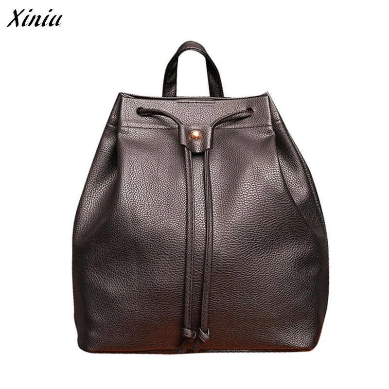 

Backpack Women Metallic color PU Leather Rucksacks For Girls Drawstring Bag Korean School Bags Sac A Dos #xqx