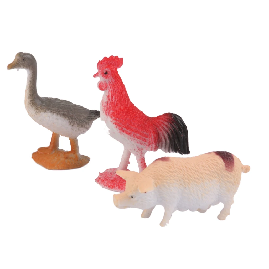12pcs Plastic Goat Cat Donkey Pig Dog Sheep Animal Model Toy 12pcs Multi-color 12pcs attractive animal models for children