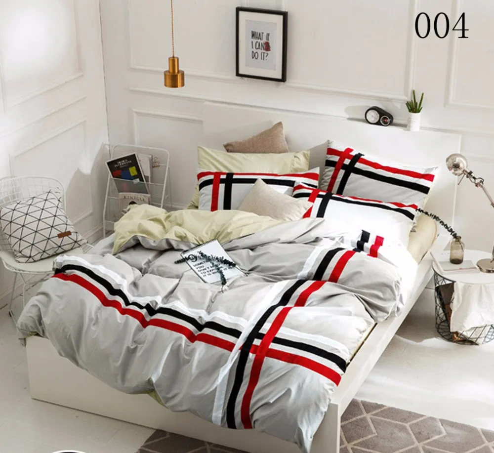 

Full Queen Fashion Cotton Fitted Bed Sheets 4pcs Bedding Set Bedclothes Sets Bed Linens Fitted Bed Sheet Duvet Cover Pillowcase