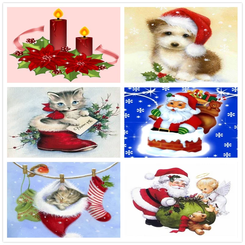 

5D Diamond Embroidery Christmas cats Cross Stitch DIY Diamond Painting Diamond Mosaic rhinestones Home Decor uniqe gift
