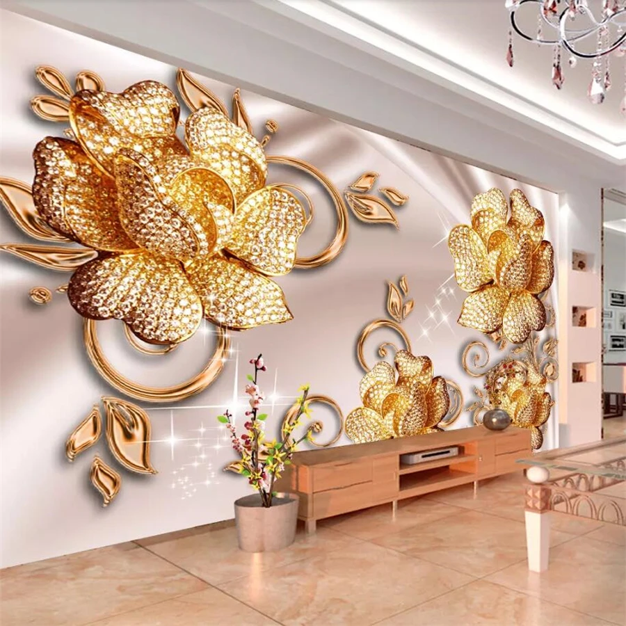 

beibehang Custom wallpaper 3d photo mural European luxury jewelry rose TV background wall 5d papel de parede 8d wallpaper mural