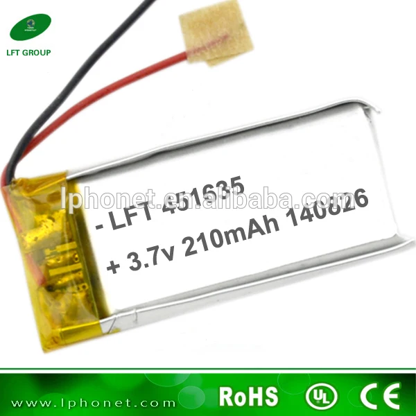 451635 3.7v 210mah rechargeable lithium polymer battery for GPS Mp3 NAV li polymer battery