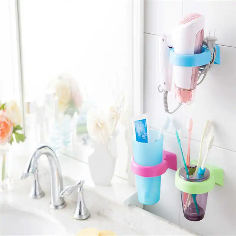 

High Quality Cartoon toothbrush Storage Rack Wall Mounted Cup in Shower Room Hanger Cup Toothpaste Storage Rack Holder Wall Moun