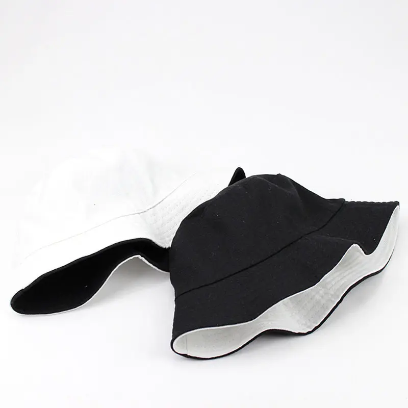 LDSLYJR 2020 Cotton Solid color black and white Bucket Hat Fisherman Hat outdoor travel hat Sun Cap Hats for Men and Women 28