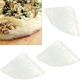 

White Christmas Tree Plush Skirt Faux Fur Carpet Floor Mat Cover Pet Favor Xmas Tree Decorations 30"/35"/48" Drop Ornaments
