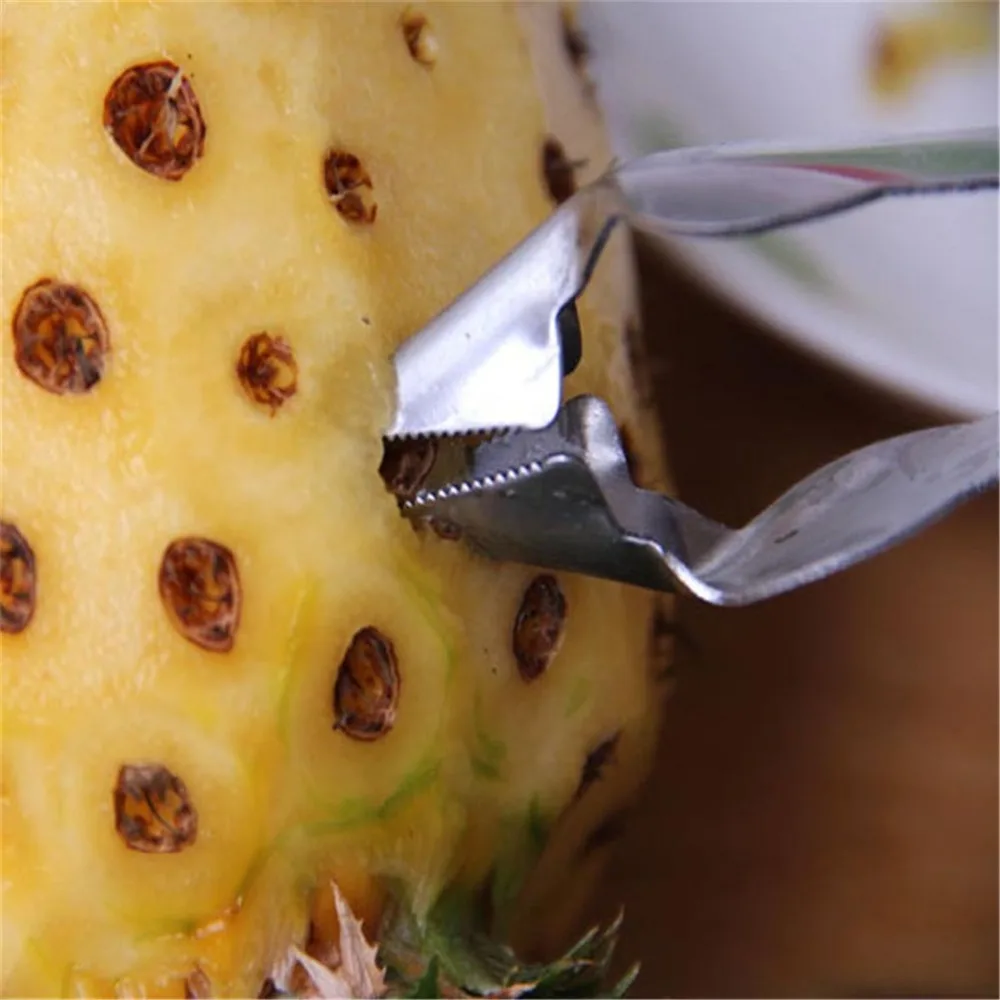 in acciaio inox per la frutta 13 * 3cm Pinzette per rimuovere il nocciolo per uso domestico a forma di occhio di ananas con manico lungo Come da immagine 