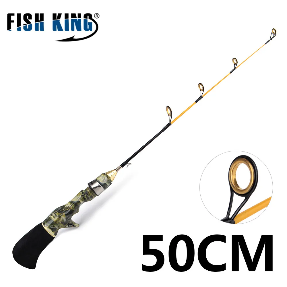 FISH KING 1 шт. 50 см/57 см мини портативный резиновый для подледной рыбалки удочки для зимней рыбалки снасти - Цвет: Белый