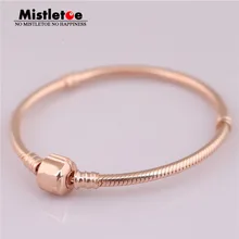 Аутентичный серебряный браслет с 925 пробы омелой, цепочка из розы и змеиной кожи, европейские ювелирные изделия