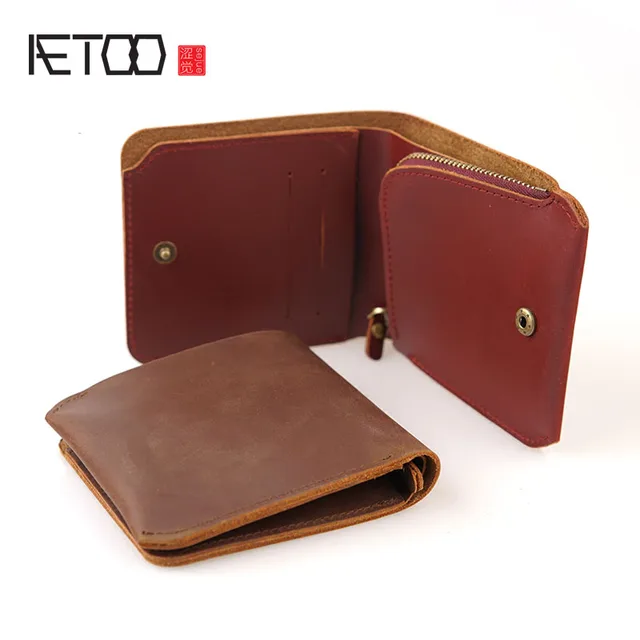 aetoo personal money money wallet retro handmade crazy horse leather