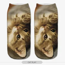 Новинка, милые женские Носки с рисунком кота, 3D принт, унисекс, милые короткие носки, несколько цветов, Harajuku стиль, носки с котом