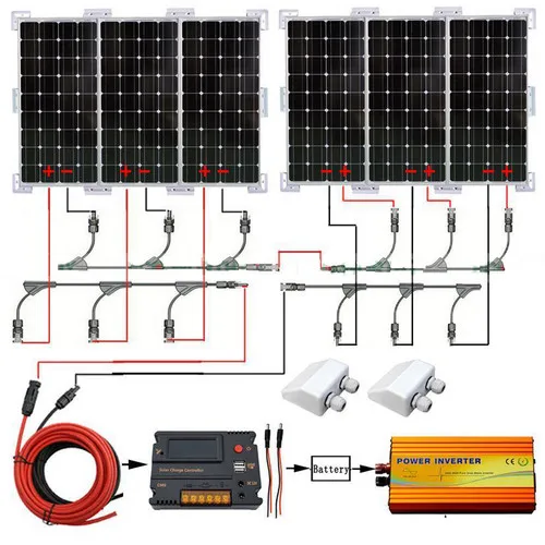 

600W solar power panels system: 6pcs 100W Monocrystalline 18V solar panel with 20A controller 24-240V inverter for 12V battery