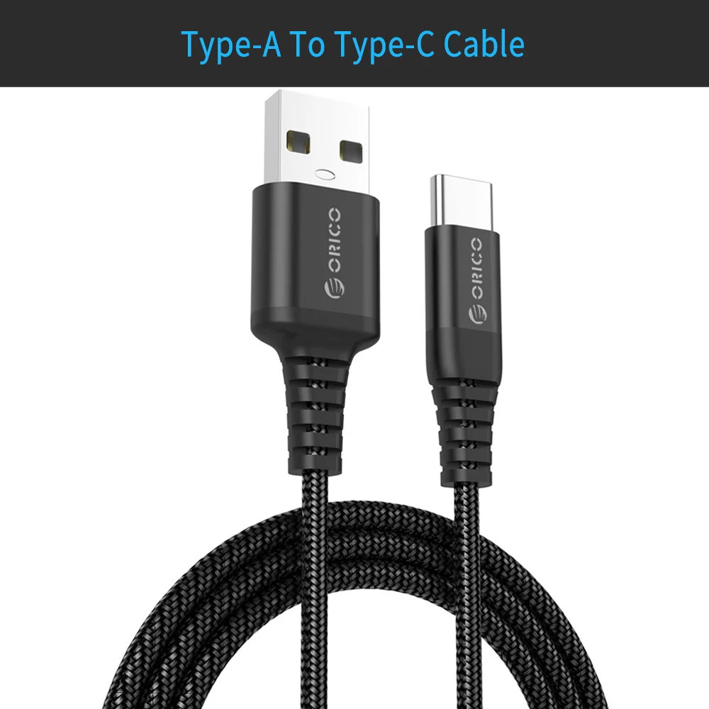 ORICO USB Type-C кабель 3 а максимальный ток синхронизации данных зарядное устройство Type-C USB кабель для iphone Xiaomi Huawei - Цвет: Black Cable