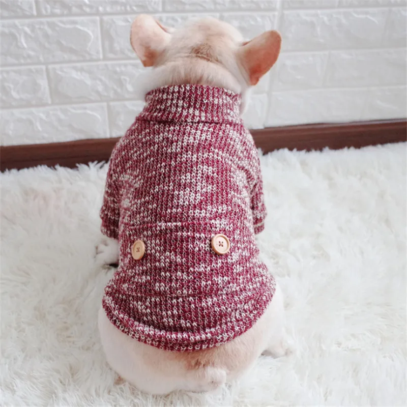

Pet Dog Sweaters Spring/Autumn Dog Clothes for Small Dogs Mixed Color Soft Warm Pet Knitted Coat Chihuahua French Bulldog S-2XL
