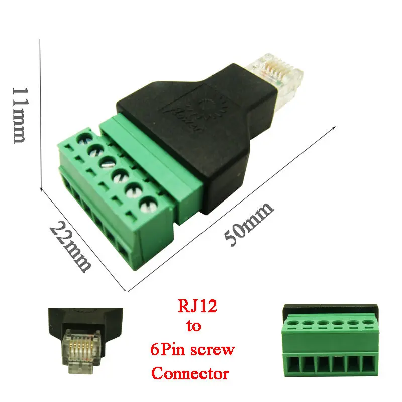 

5pcs free shipping RJ12 to Screw Terminal Adaptor RJ12 Male to 6Pin connector RJ11 splitter for CCTV DVR CCTV accessory