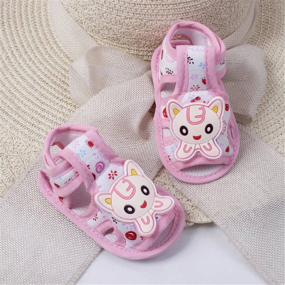 Милые животные 3-12 месяцев для маленьких мальчиков девочек обувь детская кроватка Лето Обувь для младенцев мультфильм дышащий Обувь для