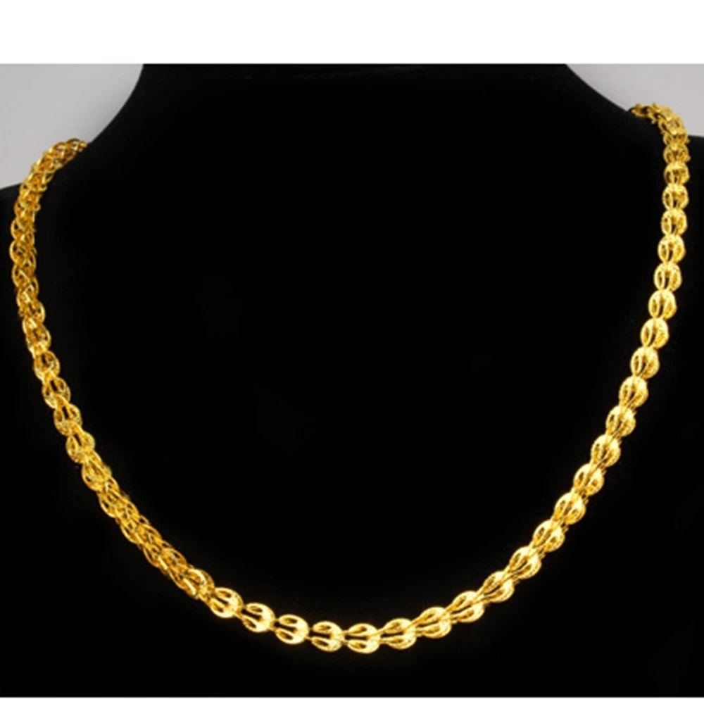 Ожерелье для ключицы с желтым золотом, Мужская цепочка 48 см