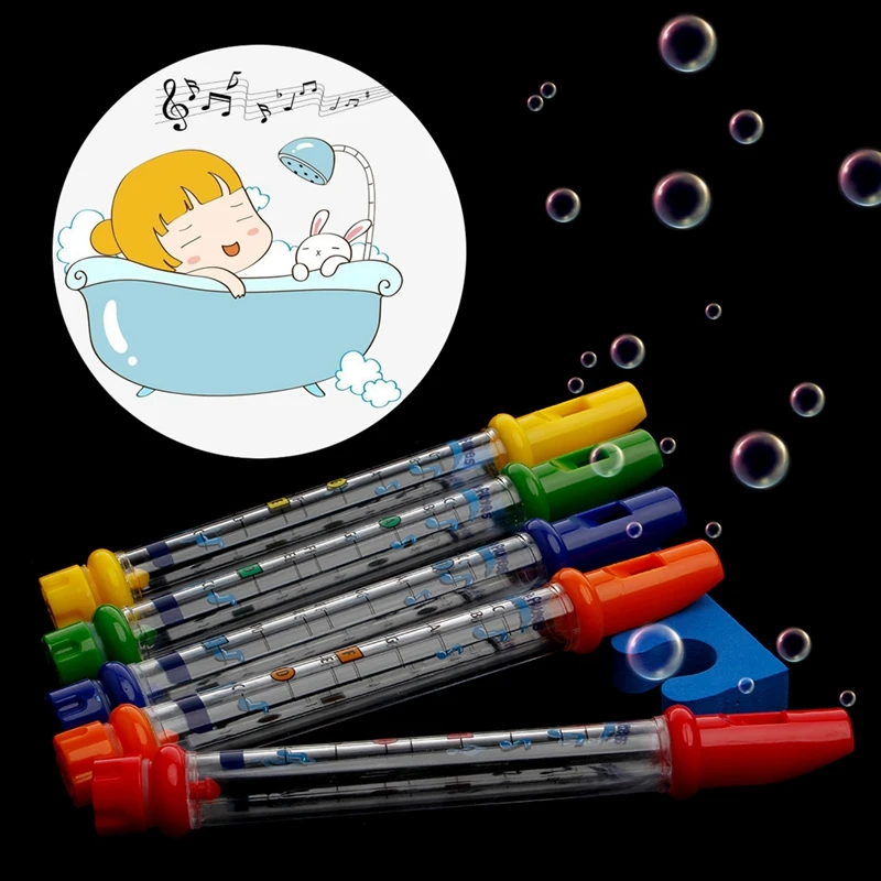 

Set of 5 Water Flutes Music Song Sheets Instruments Kids Fun Children Bath Toy Fun Gift