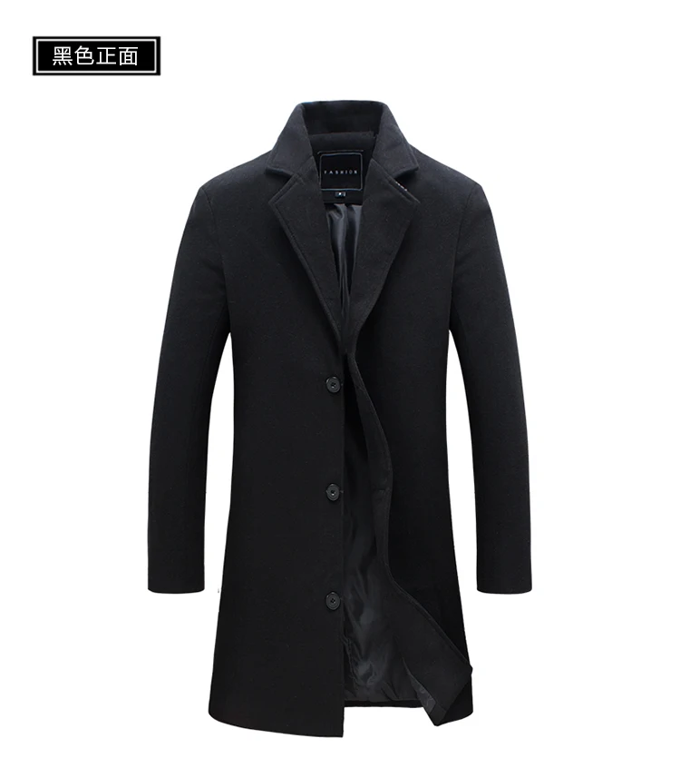 Custom made New Fashion Brand Men's Clothing Jacket Wool Coat Men Single Breasted Turn Down Collar Slim Fit Peacoat Long Winter 