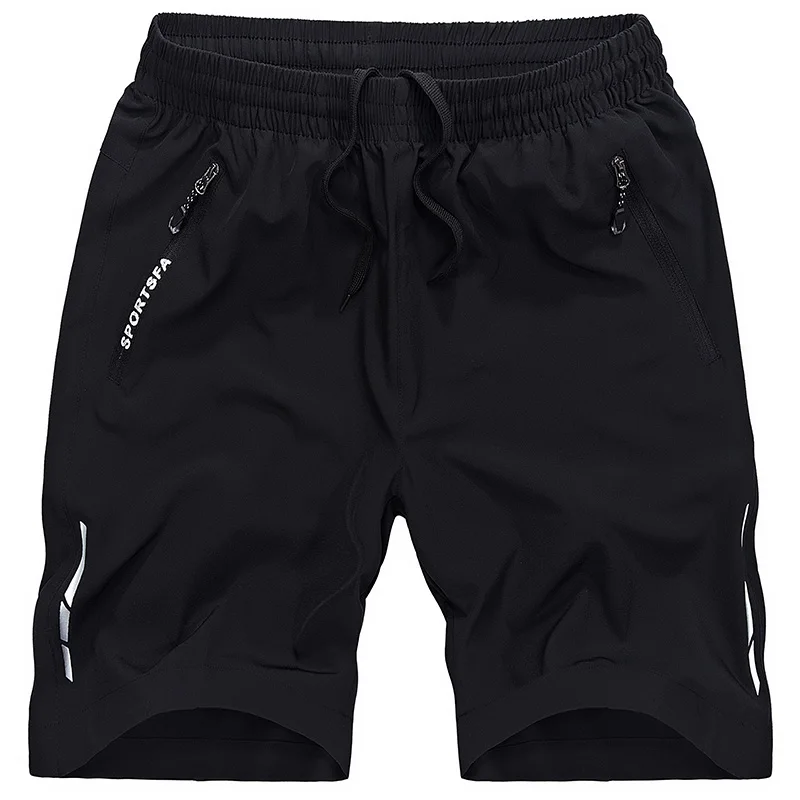Летние мужские шорты, модные мужские быстросохнущие шорты, свободные повседневные пляжные шорты-бермуды, мужские короткие пляжные шорты размера плюс M-5XL - Цвет: black