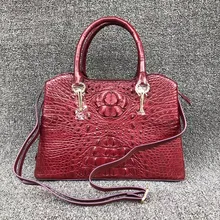 Женский кошелек из натуральной крокодиловой кожи бордового цвета, натуральная кожа аллигатора, Офисная Женская рабочая сумка, женская большая сумка на плечо, сумочка