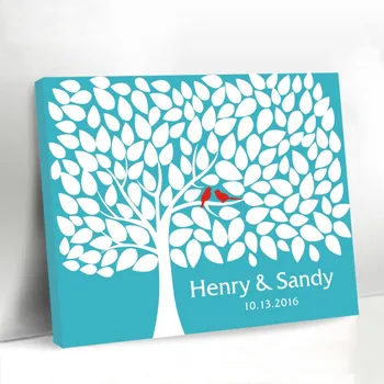 

Unique Wedding Tree Personalized Guest Book Custom Wedding Decoration Bridal Shower Canvas Book Wooden Frame with Name and Date