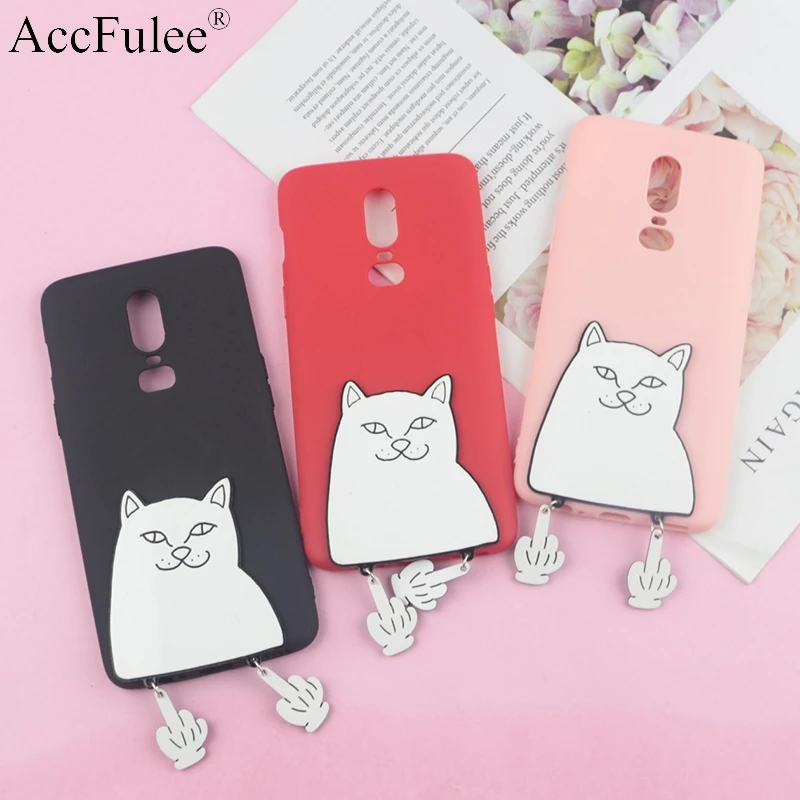 

3D Cartoon Pocket Cat Case for Oneplus 3 3T 5 5T 6 One Plus 7 6T A5010 A5000 Middle Finger Cat Cases Soft TPU Back Cover
