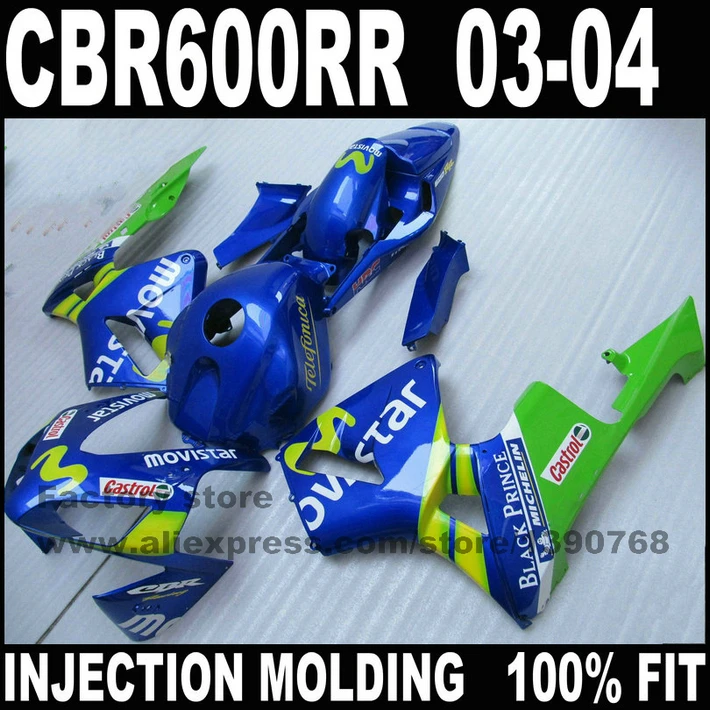 

New ABS road injection fairings kit for Honda CBR600RR 03 04 CBR 600 CBR600 RR 2003 2004 blue movistar fairing kits