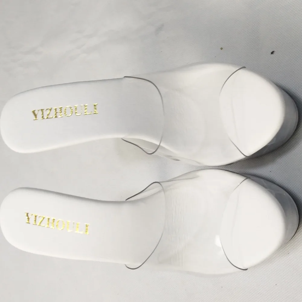 Fashion high heels 15cm wedding shoes, waterproof platform crystal transparent women's Slippers