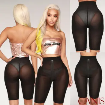 

Hirgin 2019 Newest Women's Ladies Sporty Mesh See-through Cycling Shorts Yogawear High Waist Shorts Wholesale