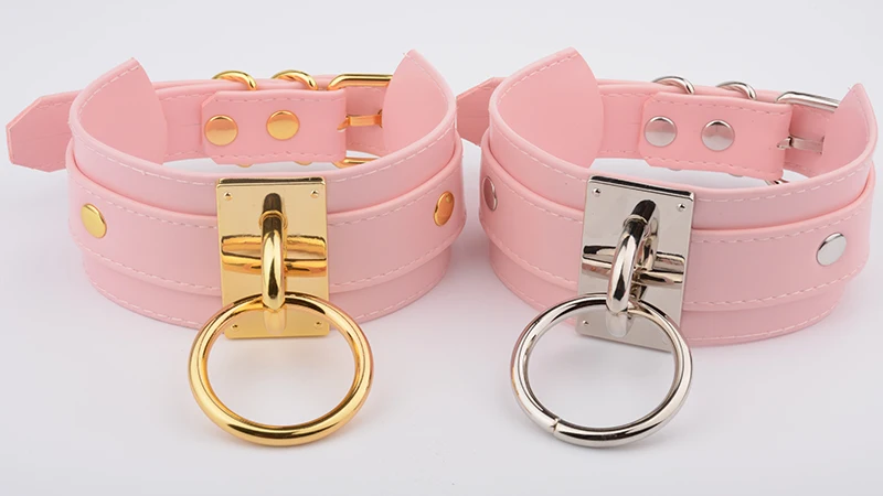 Cool Harajuku Oversized Women Necklace 40mm Silver Gold Metal O Round Collars Kawaii Punk Heavy Duty Bondage BDSM Large Choker 10