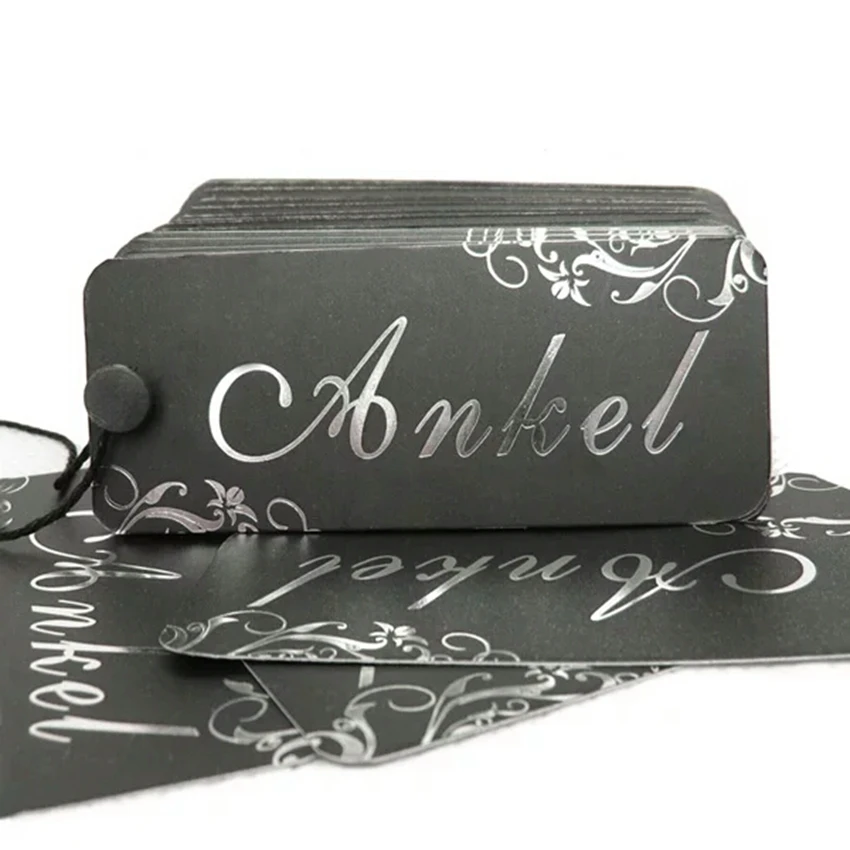 200pcs/lot 300gsm black paper tag silver foil customized garment clothes swing hangtag printed tags price | Дом и сад