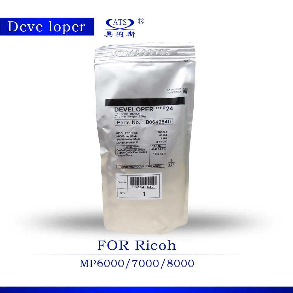 

Developer Spare Parts MP6000 7000 8000 Developer Type 24 for Ricoh Black Developer Powder Copier Toner New Photocopy Machine