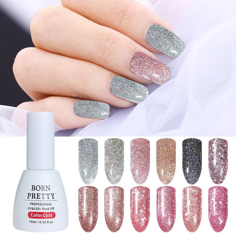 

BORN PRETTY Platinum Starry Gel Nail Polish Bling Glitter Sequins UV Gel Soak Off Long Lasting Nail Gel Nail Art Tips Manicure