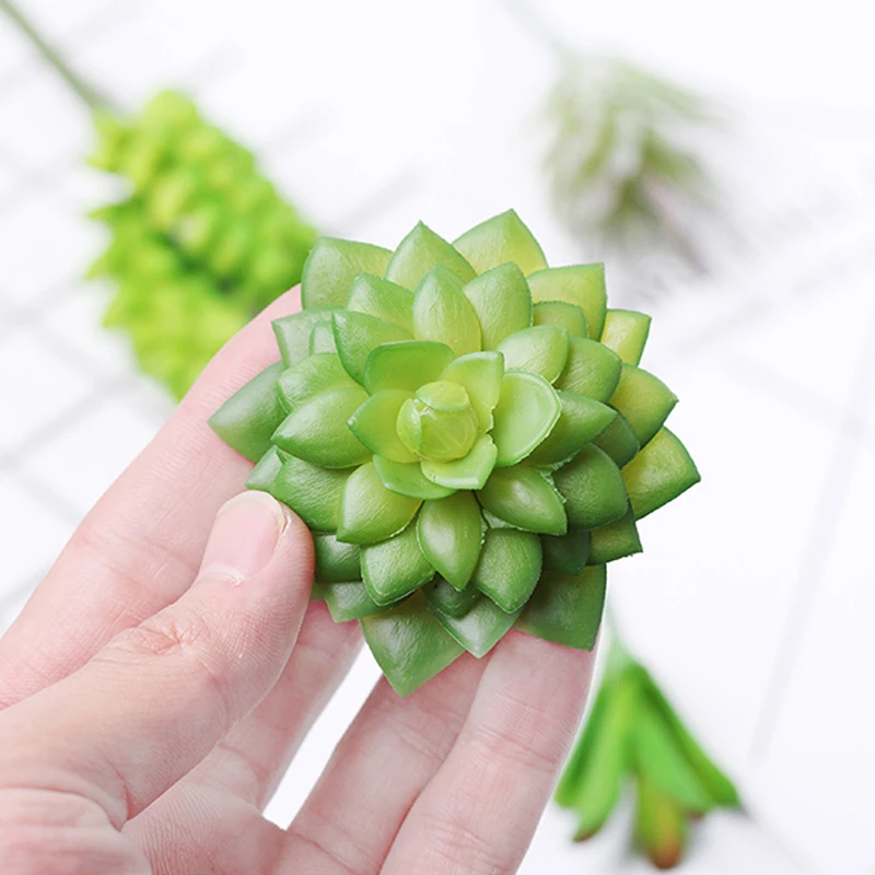 Green Artificial Succulents Plants Fake Mini Plastic Flowers Simulation For Garden Decor Real Touch Faux Succulents Arrangement