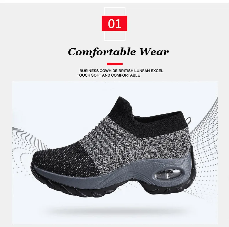 Spring Sneakers Women Flats Shoes Breathable Mesh Casual Platform Shoes Woman Creepers Comfortable Black Sock Shoes (3)