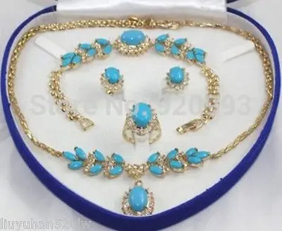

Wholesale***Bridal jewelry Turquoise jade necklace earring ring bracelet