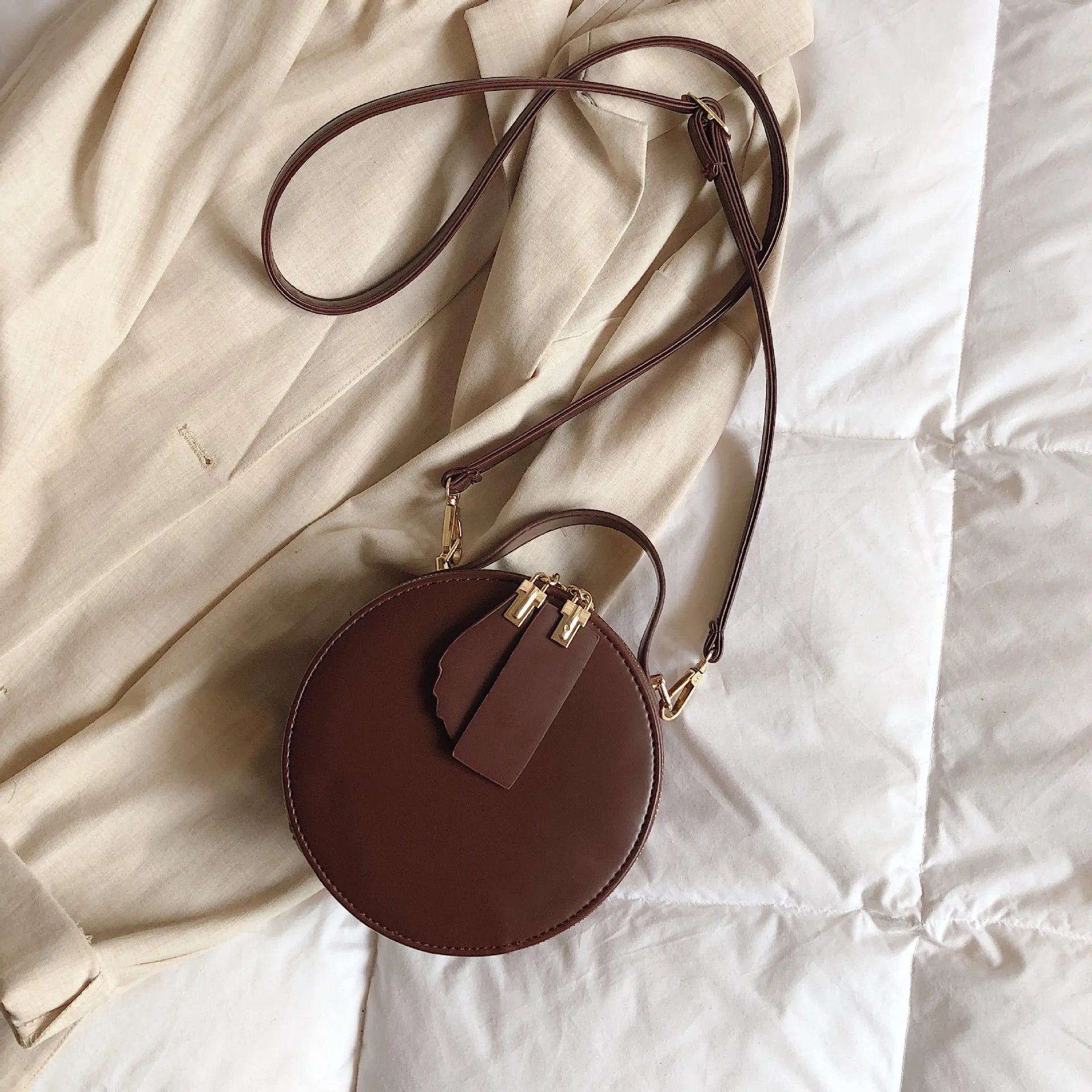 Новая мода крокодиловая сумка через плечо модная искусственная кожа ретро сумка маленькая круглая сумка женская сумка Качественная Сумочка Дамская ручная сумка - Цвет: coffee