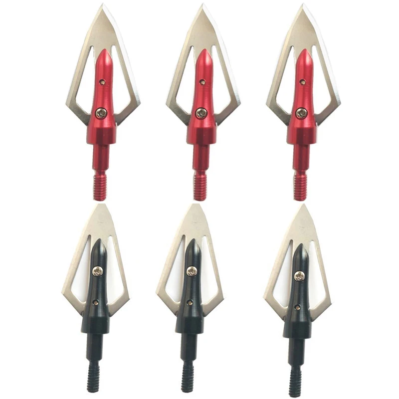 thumbnail image 2 of 6 Or 12 Pack Of 100-Grain Fixed Blade Broadheads - Screw-In Arrow Tips For Compound/Recurve Bows 2 of 12