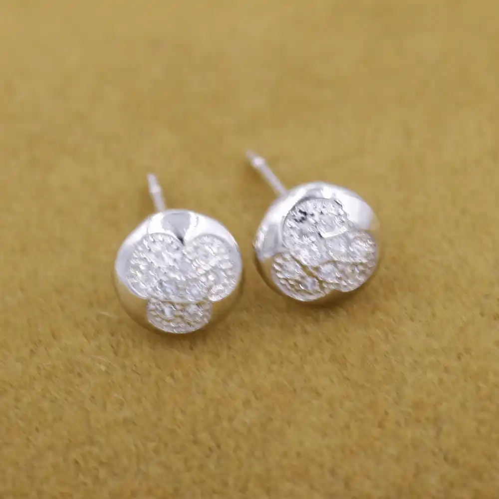 Бесплатная доставка ювелирные изделия действительно 925 стерлингового серебра серьги в виде клевера круговой набор циркон цветок и лист серебряные серьги