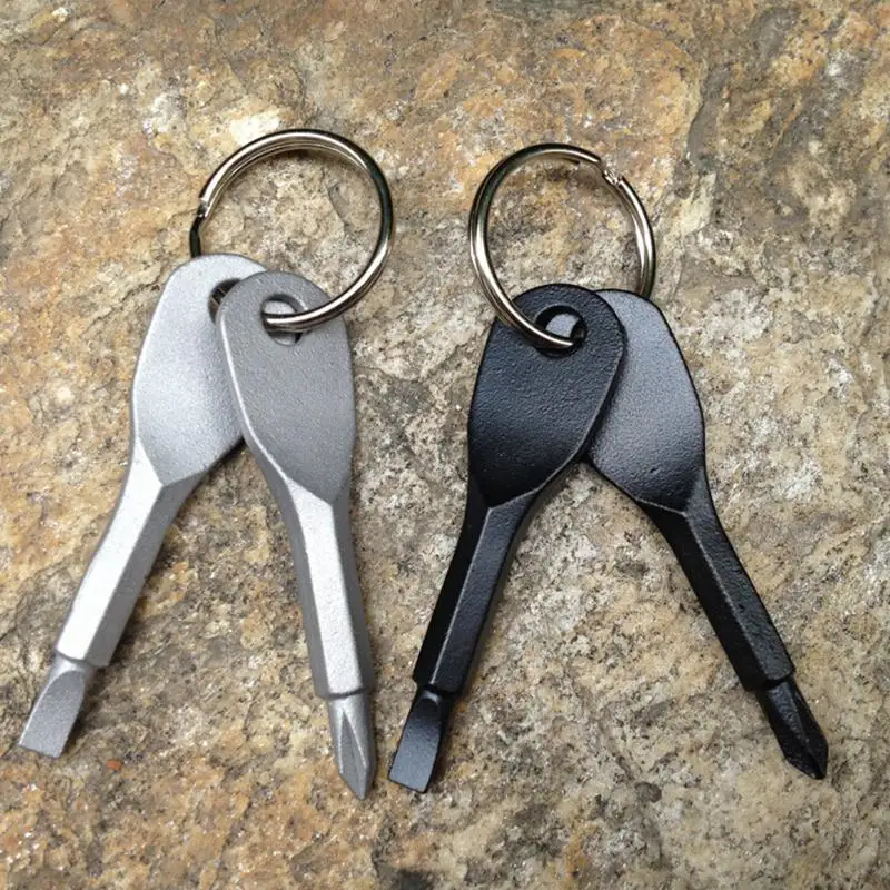 

1 Set Portable Multifinction Precision Cast Steel Key Chain With Cross Straight Screwdriver For Outdoor EDC Tools Destornillador