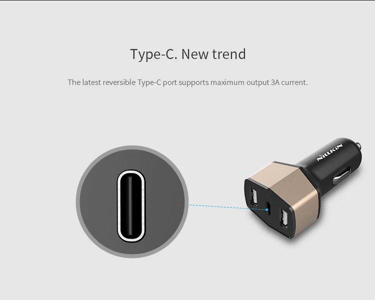 Автомобильное зарядное устройство NILLKIN Celerity USB+ type C, 3 порта, быстрая зарядка 3,0, автомобильное зарядное устройство 5 В 3 А, быстрое автомобильное зарядное устройство, сертификация CE RoHS PSE