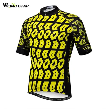 

Weimostar Summer Yellow Cycling Jersey Summer MTB Bike Jersey Anti-UV Bicycle Shirt Mountain Road Cycling Wear Clothes Maillot