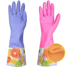 Резиновые латексные перчатки для мытья посуды, длинные перчатки, домашние кухонные перчатки для машины, сохраняющие тепло
