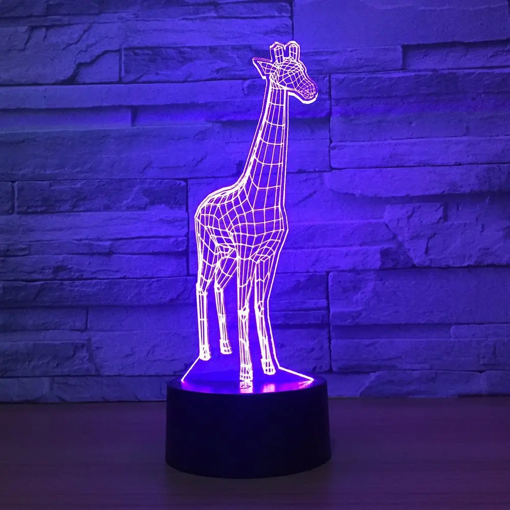 3D лампа жирафа 7 цветов RGB ночь светодиодные лампы для детей сенсорный Led USB Таблица Lampara для сна Ночная Новинка Прямая доставка