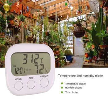 

LCD Digital Thermometer Hygrometer Temperature Humidity Meter Gauge With Clock 2015 New Weather Station