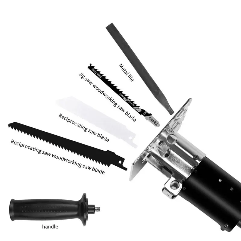 

The black belongs to reciprocating saw accessories, the electric drill is changed into reciprocating saw fixture, the saw metal