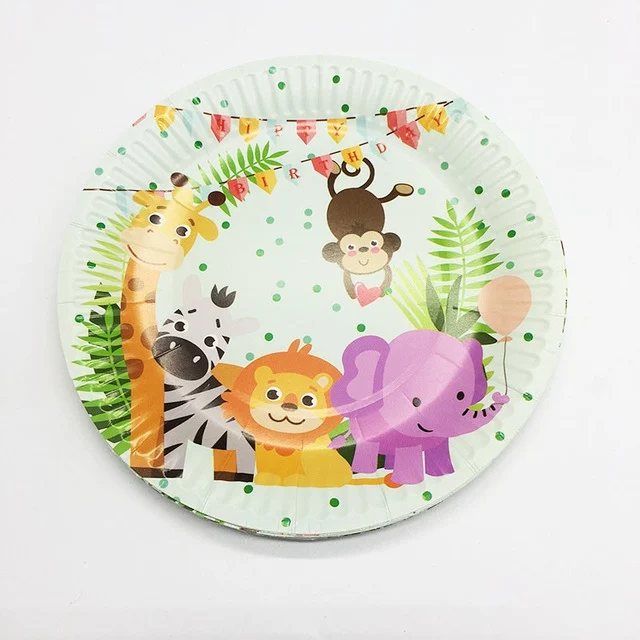 

Safari Party Cartoon Animal Disposable Tableware Plate Baby Shower Birthday Jungle Party Supply Birthday Party Decorations Kids